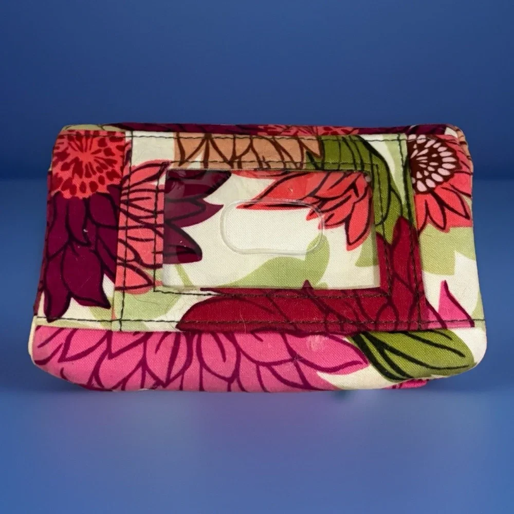 Vera Bradley Floral Quilted ID Wallet Coin Purse Kiss Lock Card Holder Keychain